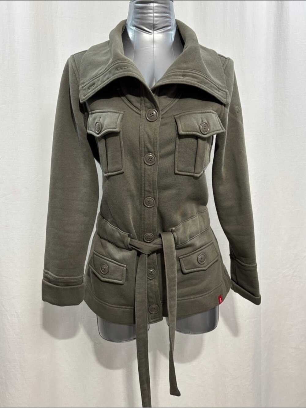 Women’s Green Utility Sweater Jacket with Waist Tie 278 everyday comfort work